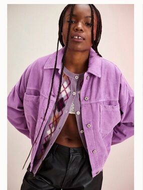 Free People opal swing jacket Lilac Corduroy Button Jacket